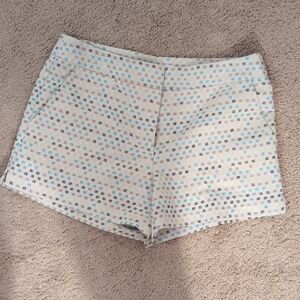 Trina Turk Cream and Blue Patterned Shorts